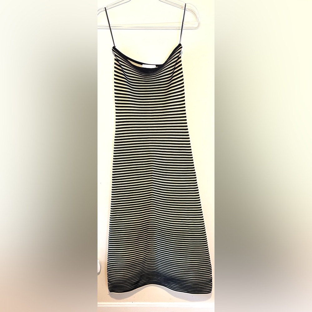 The Wolf Gang Sunmor knit striped maxi tube dress in noir - Picture 6 of 10